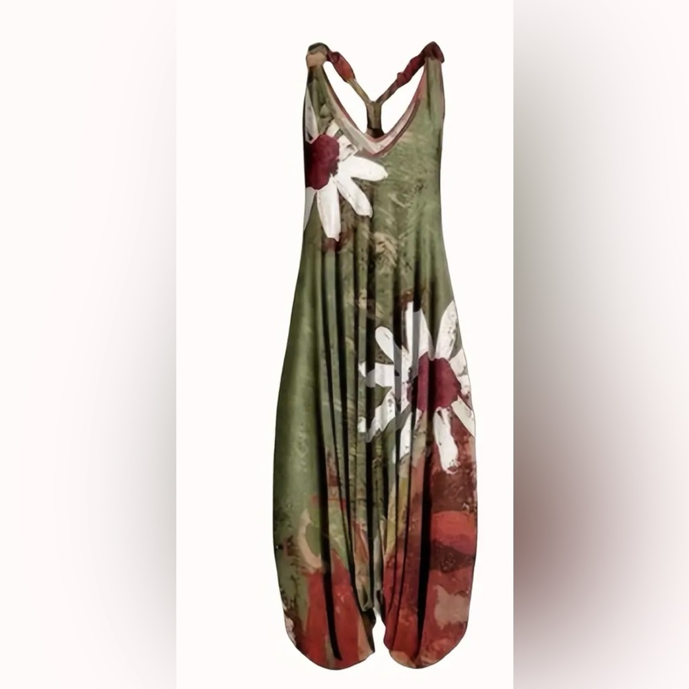 NWT - Floral Green Jumpsuit